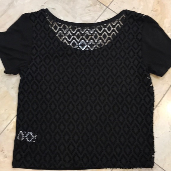 Aeropostale black crewneck T-shirt with full lace back.L. - Picture 2 of 3